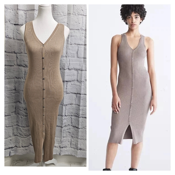 Calvin Klein Jeans Women's Ribbed Button-Down MIDI Dress - Picture 1 of 16